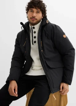 Parka d’hiver à capuche et détails enduits