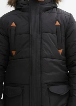 Parka d’hiver à détails enduits et capuche bordée