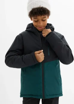 Parka d’hiver imperméable à capuche, style color block