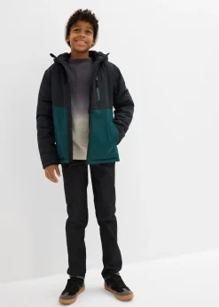 Parka d’hiver imperméable à capuche, style color block