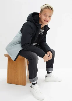 Parka d’hiver imperméable à capuche, style color block