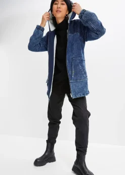 Parka en jean avec maille peluche