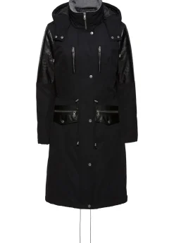 Parka longue à empiècement contrastant