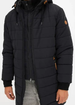 Parka matelassée et rembourrée à capuche et détails enduits