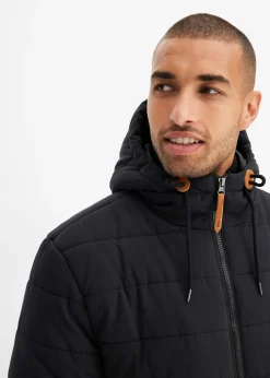 Parka matelassée et rembourrée à capuche et détails enduits