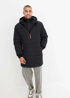 Parka matelassée et rembourrée à capuche et détails enduits