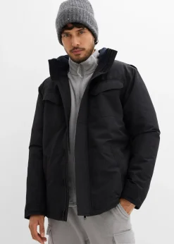 Parka technique imperméable à capuche enroulable et épaulettes