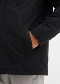 Parka technique imperméable à capuche enroulable et épaulettes