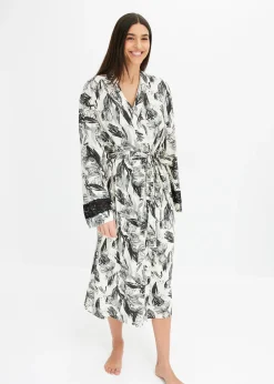 Peignoir kimono doux en viscose mélangée