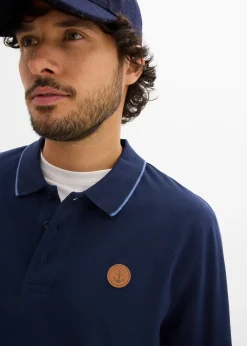 Polo manches longues classique avec détails contrastants, regular