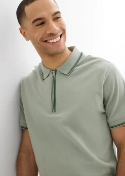 Polo zippé en maille piquée 100% coton