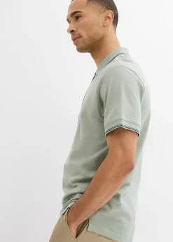 Polo zippé en maille piquée 100% coton