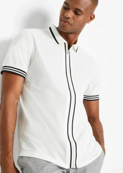 Polo zippé en maille piquée 100% coton