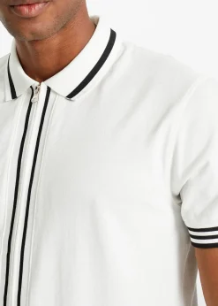 Polo zippé en maille piquée 100% coton