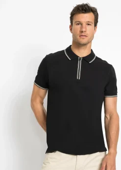Polo zippé en maille piquée 100% coton
