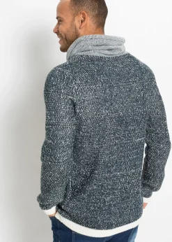 Pull à col châle et détails contrastants