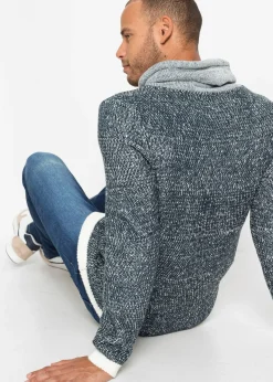 Pull à col châle et détails contrastants