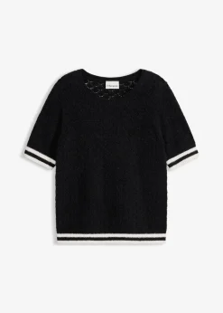 Pull ajouré en maille poilue