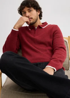 Pull col polo en coton recyclé majoritaire