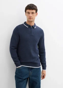 Pull col polo en coton recyclé majoritaire