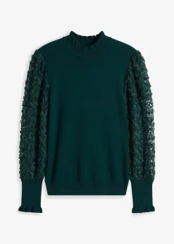 Pull col roulé avec manches en mousseline