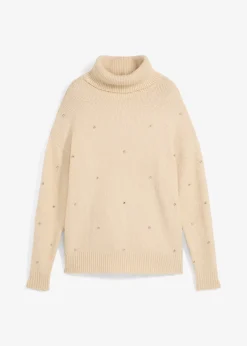 Pull col roulé avec strass