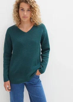 Pull col V en maille milano côtelée