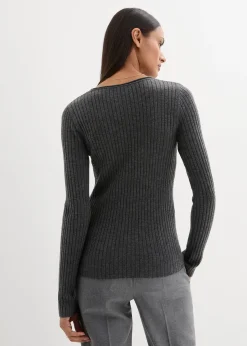 Pull côtelé en laine mérinos