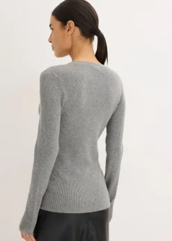 Pull côtelé en viscose mélangée