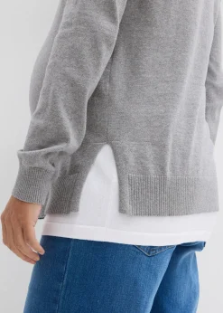 Pull de grossesse 3-en-1 en maille de coton avec top d’allaitement