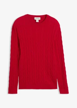 Pull doux à torsades en fine maille de coton majoritaire, slim