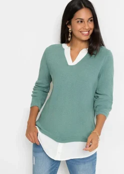 Pull en fine maille avec empiècement chemisier