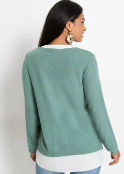 Pull en fine maille avec empiècement chemisier