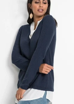 Pull en fine maille avec empiècement chemisier