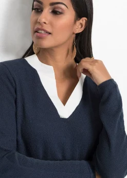 Pull en fine maille avec empiècement chemisier