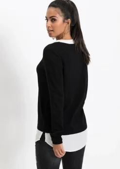 Pull en fine maille avec empiècement chemisier
