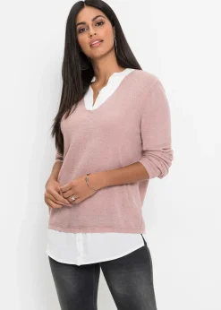 Pull en fine maille avec empiècement chemisier