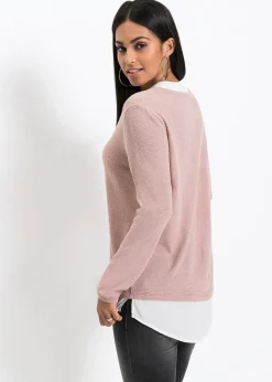 Pull en fine maille avec empiècement chemisier