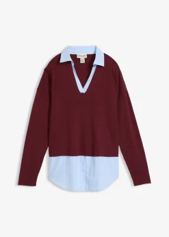 Pull en fine maille empiècement chemisier