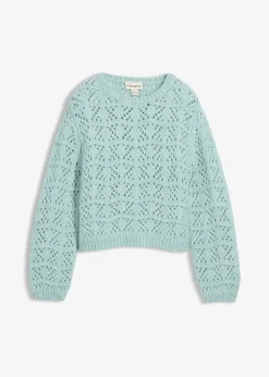 Pull en grosse maille à broderie ajourée