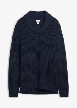 Pull en grosse maille à col châle, texture gaufrée