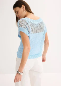 Pull en grosse maille ajourée avec fil brillant