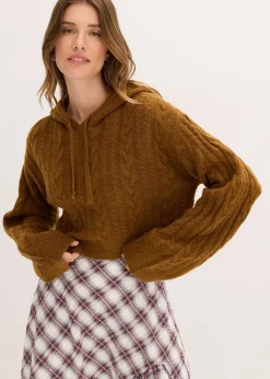 Pull en grosse maille avec capuche