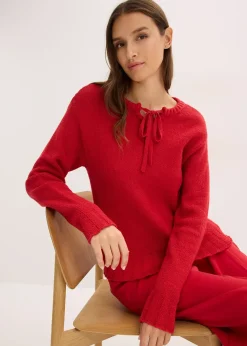 Pull en grosse maille avec lien à nouer