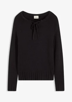 Pull en grosse maille avec lien à nouer