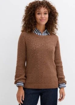 Pull en maille texturée de coton mélangé