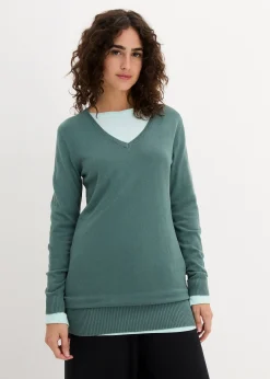 Pull long basique à col V