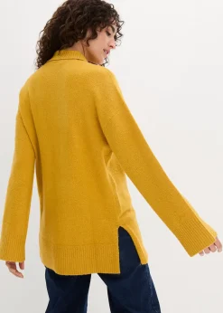 Pull oversize à col roulé ouvert et fentes latérales