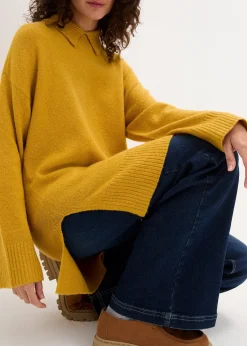 Pull oversize à col roulé ouvert et fentes latérales