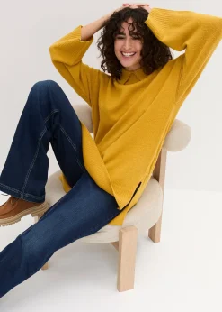 Pull oversize à col roulé ouvert et fentes latérales